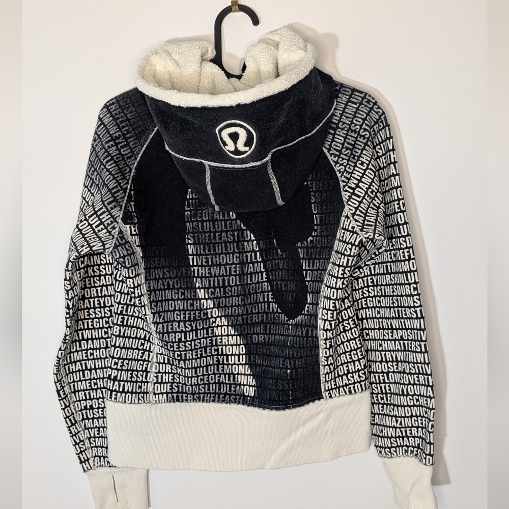 Rare! Lululemon Sz 4 Special Edition Scuba Hoodie Word Written Black White - Picture 6 of 7